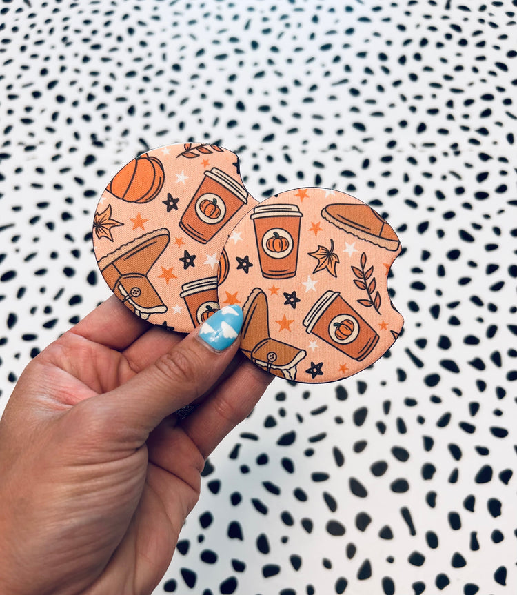 Pumpkin Spice Fall Vibes Car Coasters
