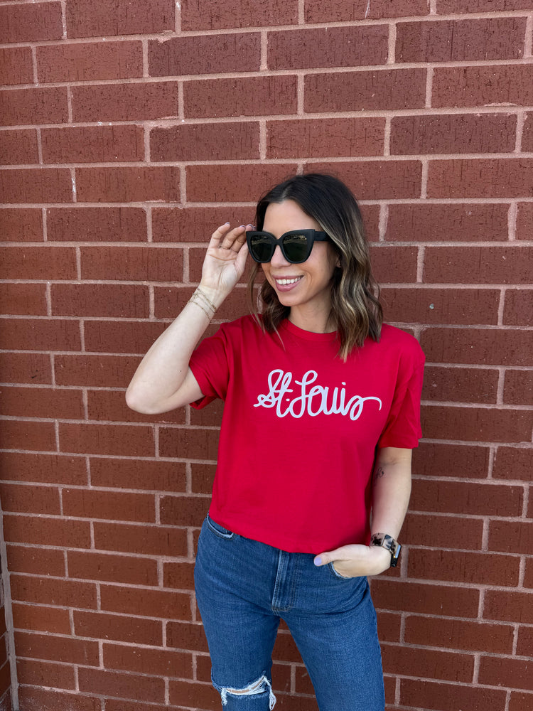 Saint Louis Cursive Crop Tee