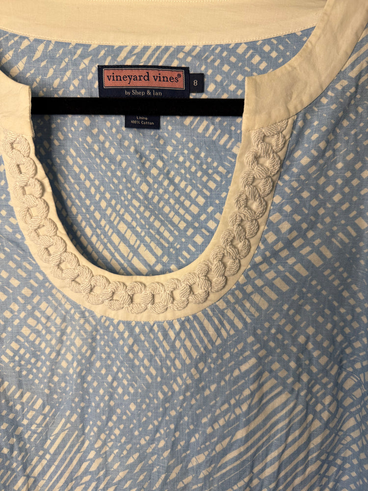 Vineyard Vines Blue & White Linen Tunic Dress – Size 8