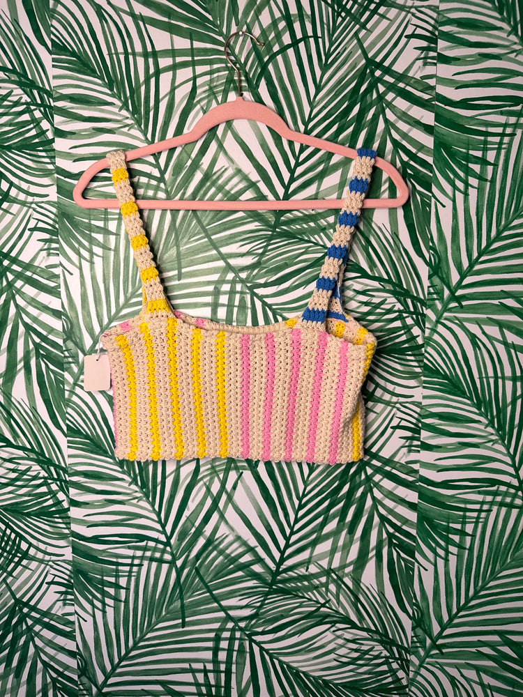 Zara Multi-Color Crochet Crop Top – Size S