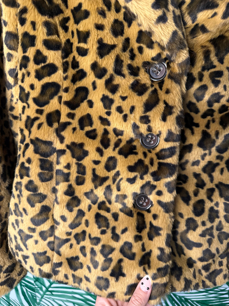 Banana Republic Leopard Faux Fur Coat – Size XS