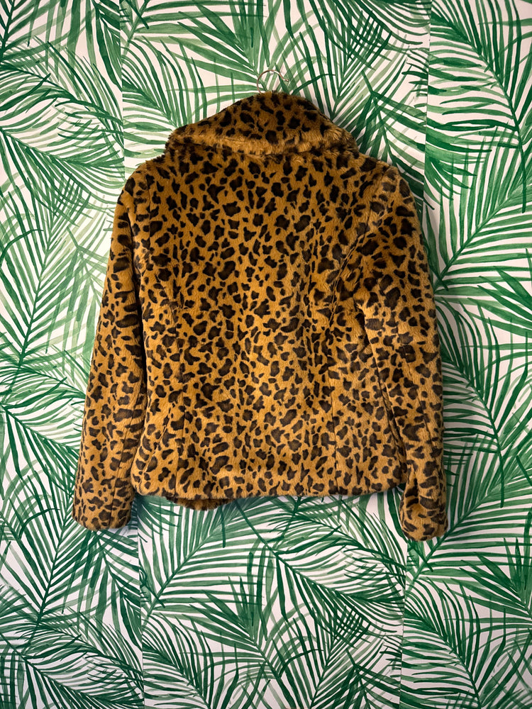 Banana Republic Leopard Faux Fur Coat – Size XS