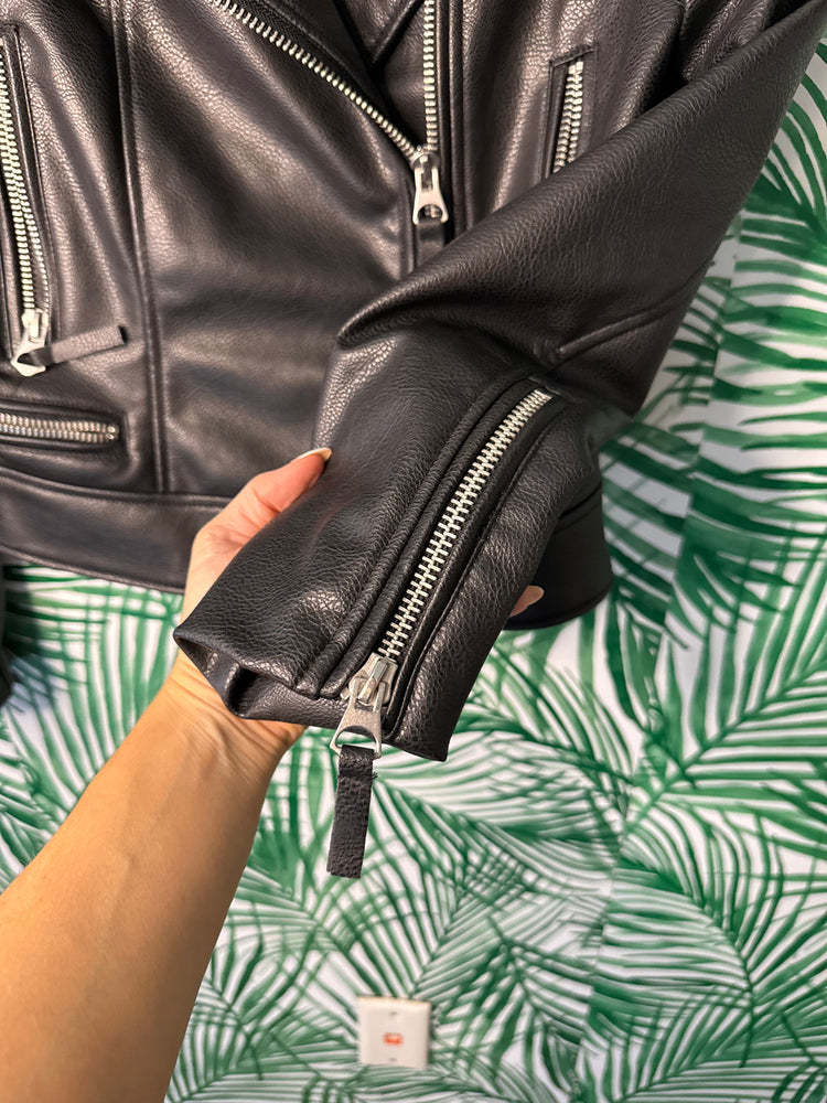 H&M Faux Leather Moto Jacket — Size XS