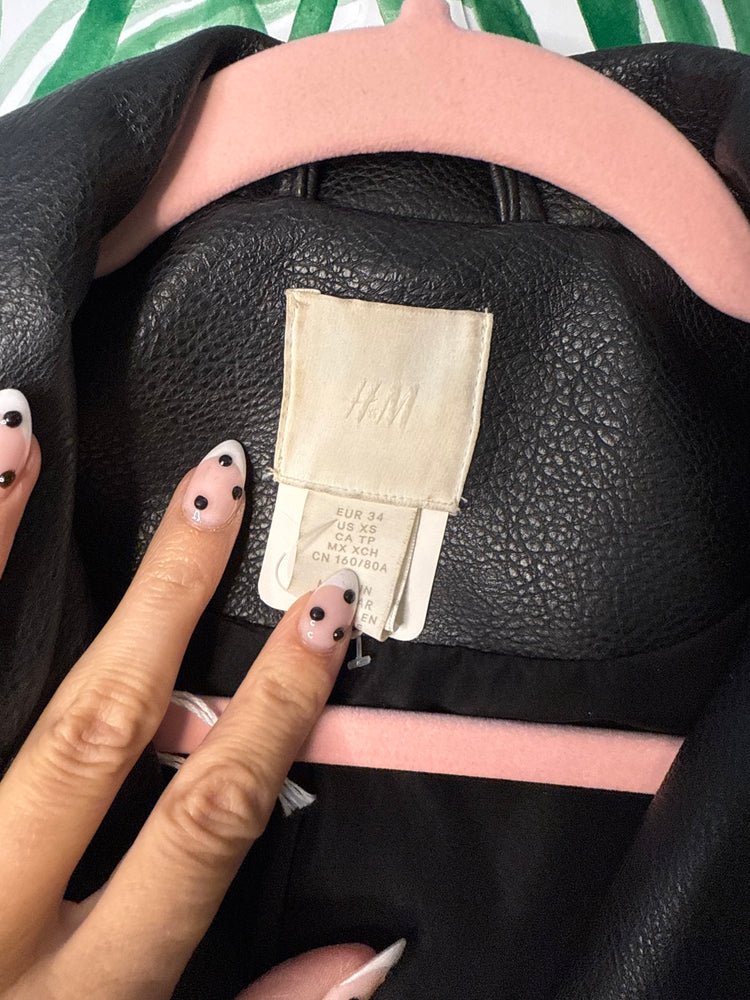 H&M Faux Leather Moto Jacket — Size XS