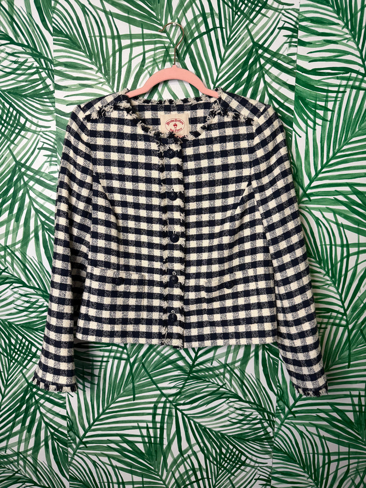 Brooks Brothers Gingham Fringe Jacket – Size 8