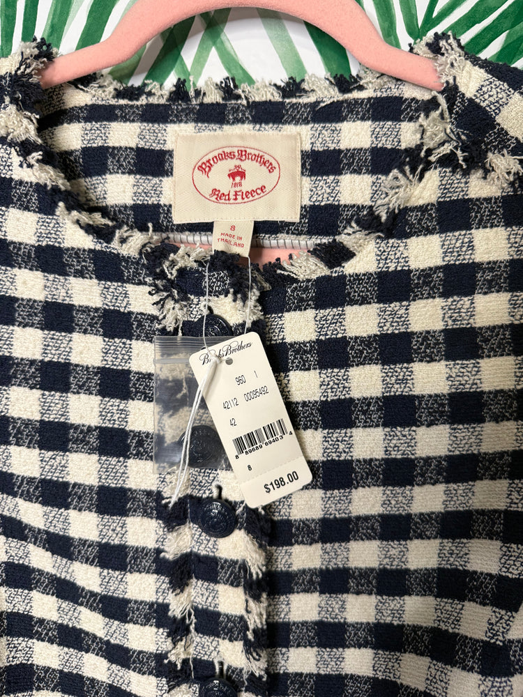 Brooks Brothers Gingham Fringe Jacket – Size 8