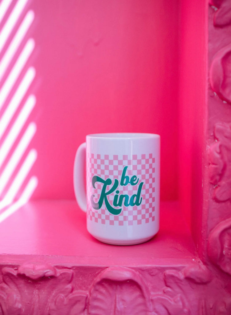Be Kind Checkered coffee mug