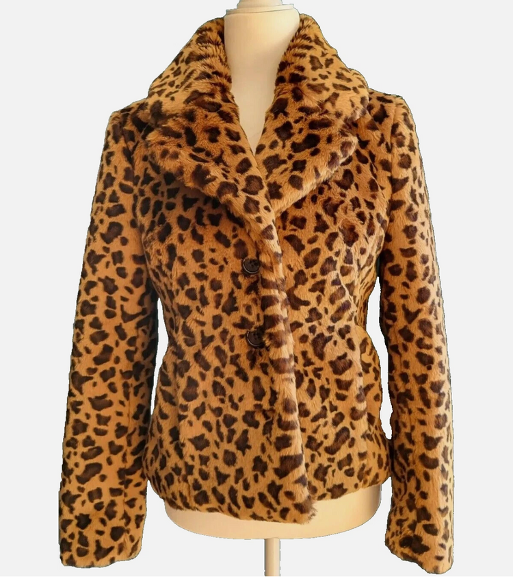 Banana Republic Leopard Faux Fur Coat – Size XS