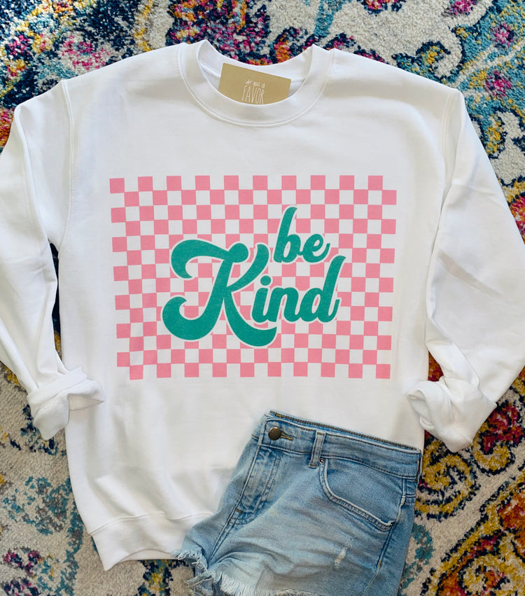 Be Kind Pink and Green Checkered