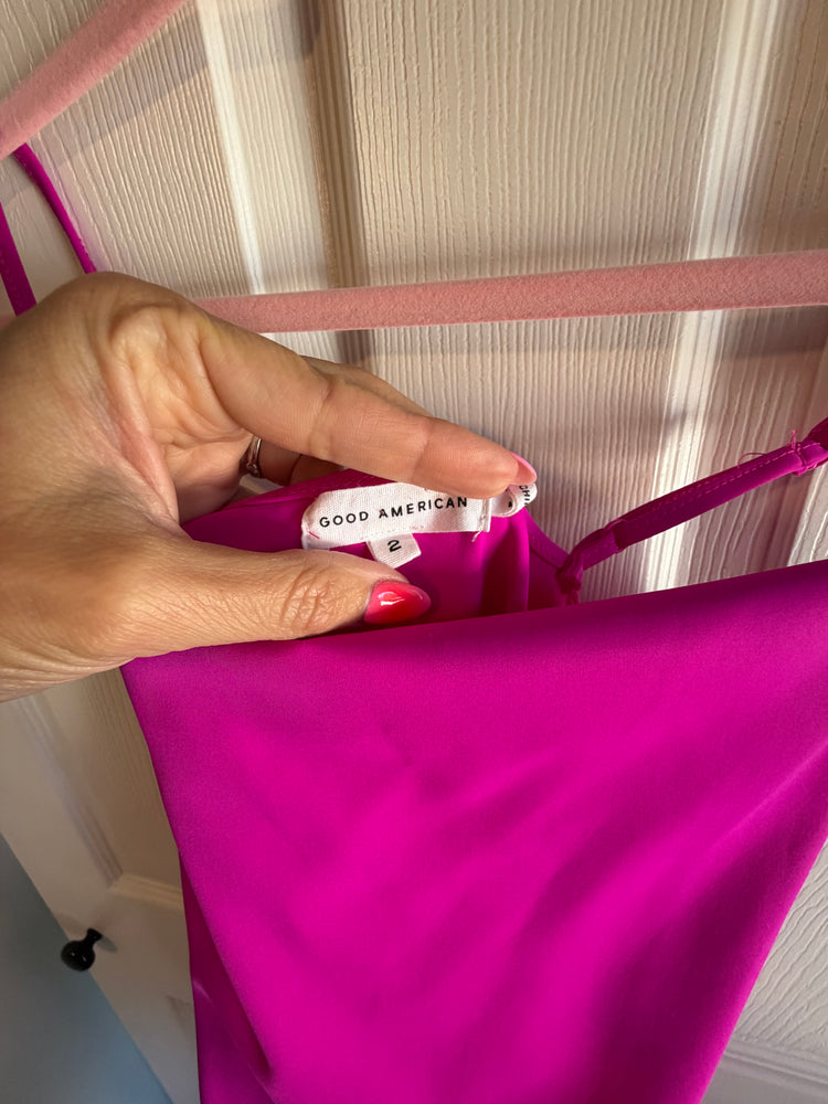 Good American Hot Pink Midi bodycon dress