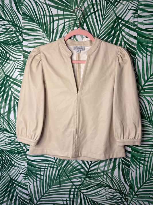 Evereve Cream Vegan Leather Top – Size XS