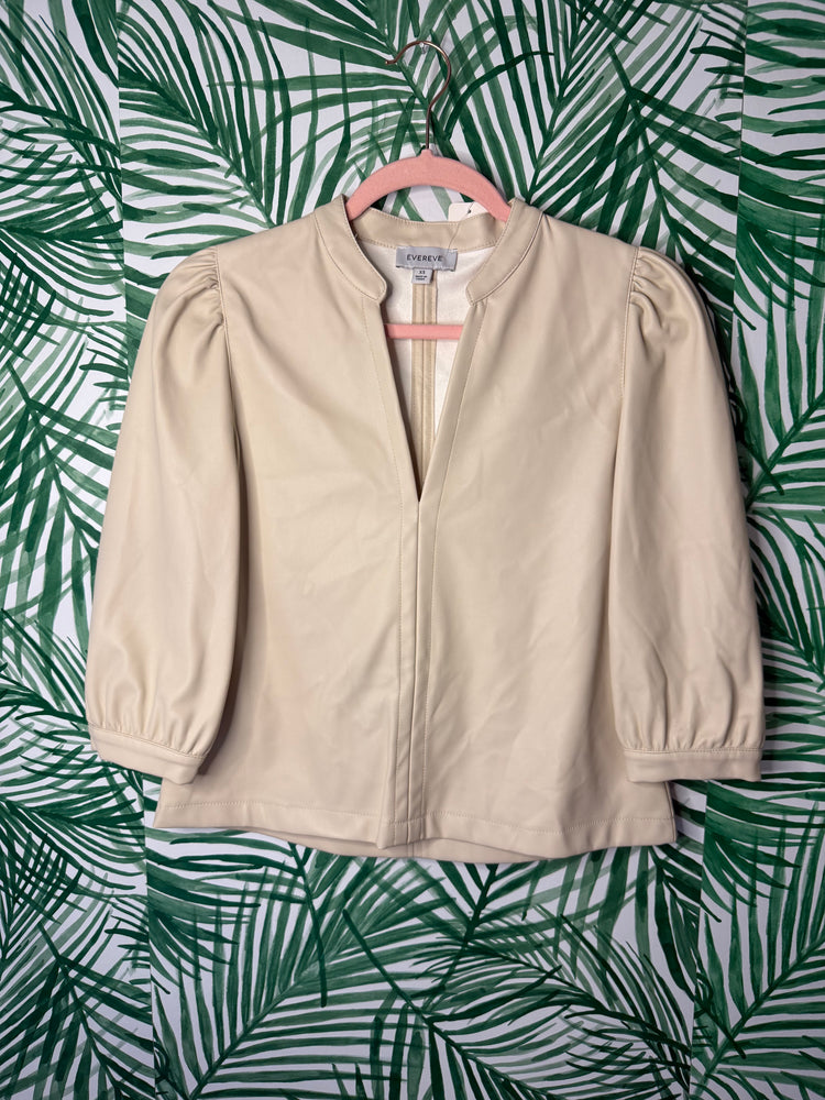 Evereve Cream Vegan Leather Top – Size XS