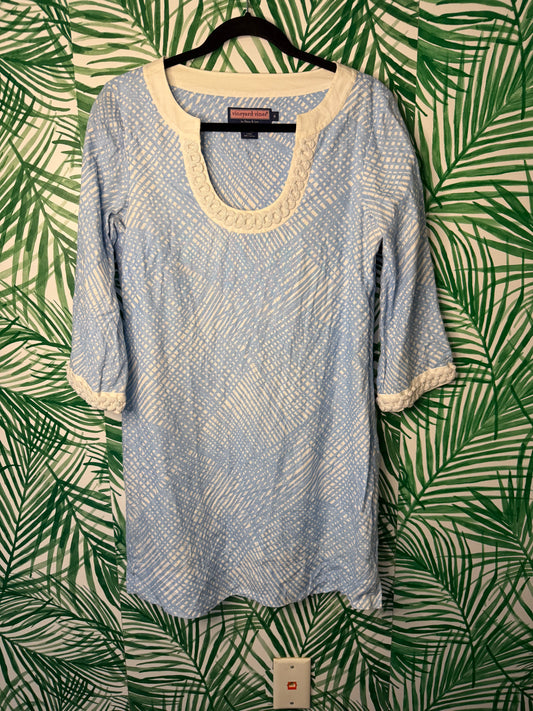 Vineyard Vines Blue & White Linen Tunic Dress – Size 8