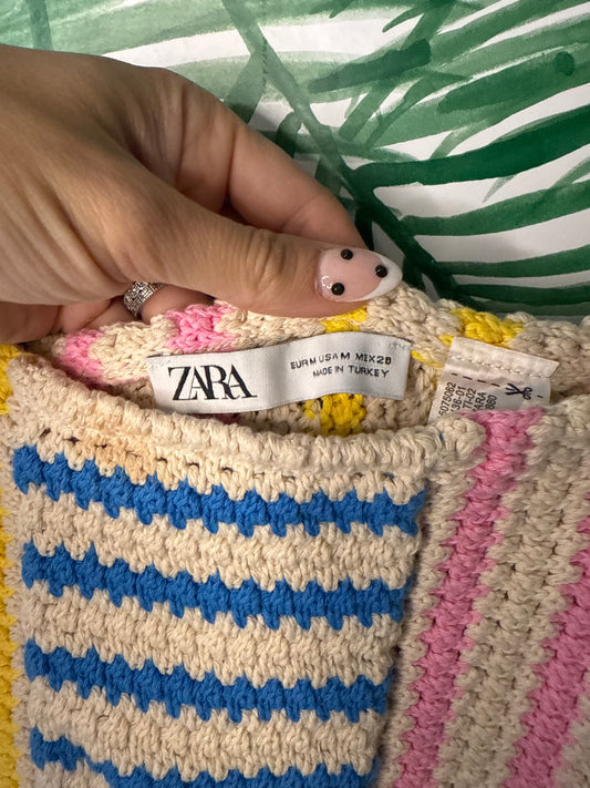 Zara Multi-Color Crochet Crop Top – Size S