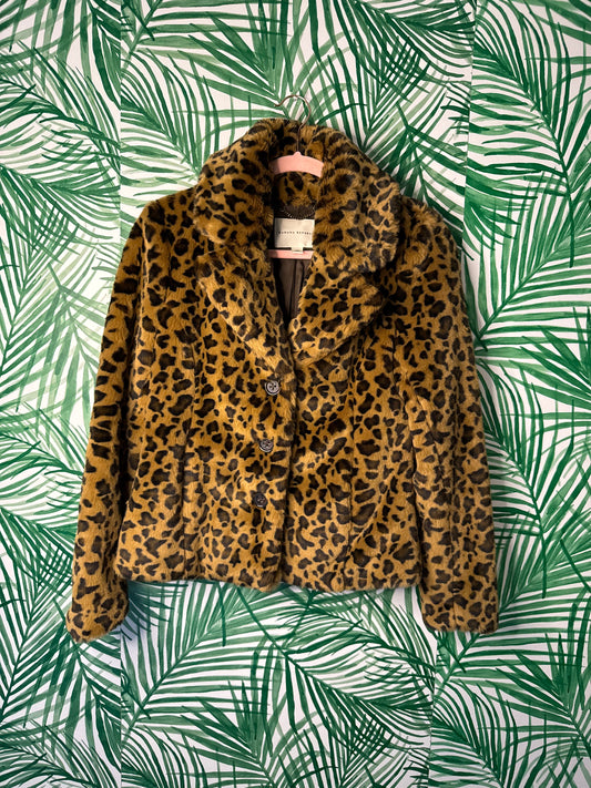 Banana Republic Leopard Faux Fur Coat – Size XS