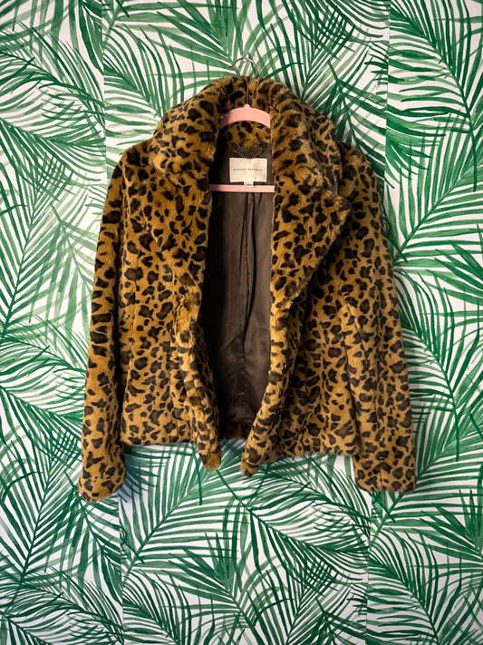 Banana Republic Leopard Faux Fur Coat – Size XS
