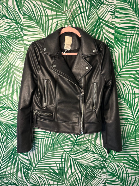 H&M Faux Leather Moto Jacket — Size XS