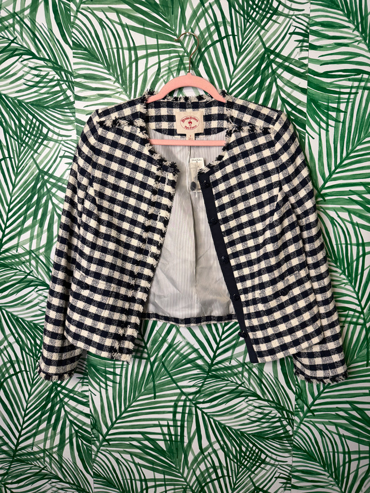 Brooks Brothers Gingham Fringe Jacket – Size 8