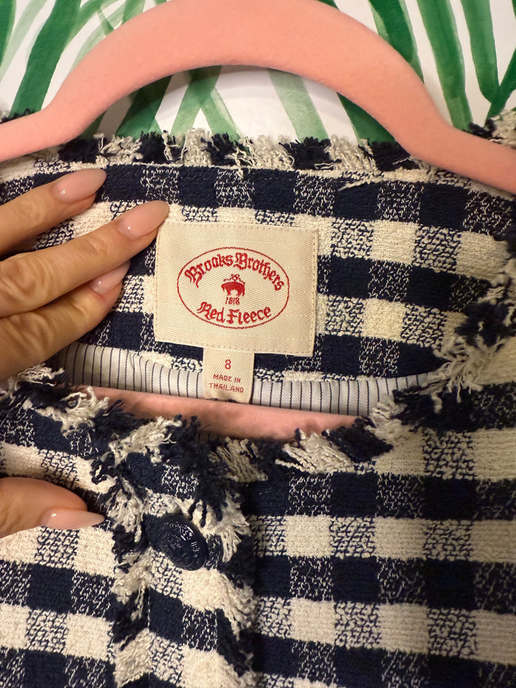 Brooks Brothers Gingham Fringe Jacket – Size 8