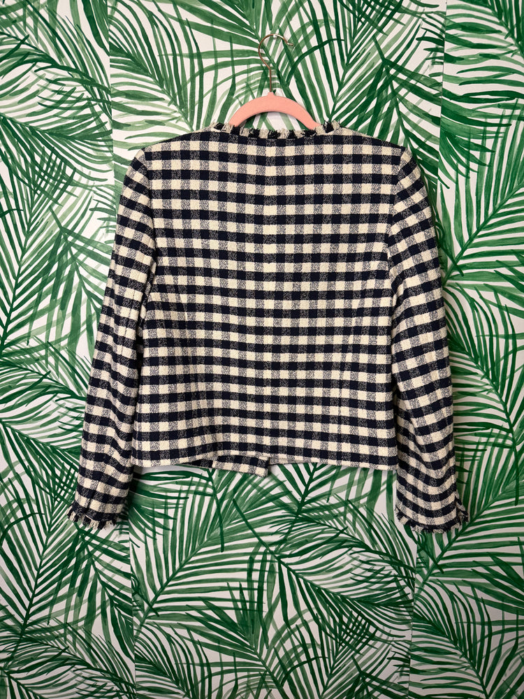 Brooks Brothers Gingham Fringe Jacket – Size 8