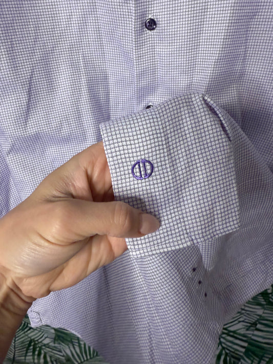 David Donahue Micro-Grid Dress Shirt