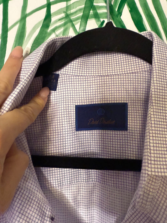 David Donahue Micro-Grid Dress Shirt