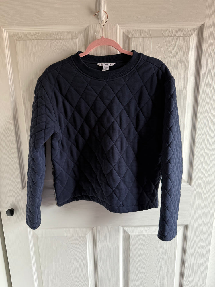 Athleta Quilted Navy sweatshirt with zip cuffs