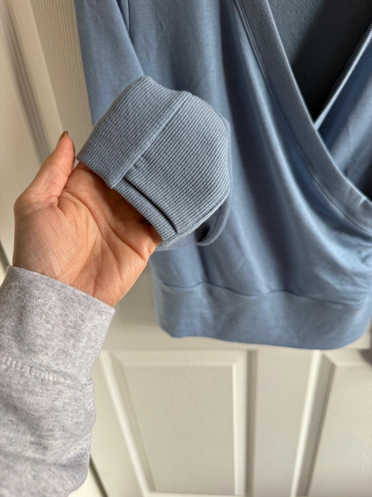Athleta Blue Wrap-front style pullover
