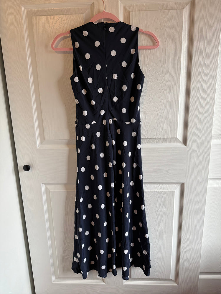 Vintage Lauren Ralph Lauren Navy Polka Dot Midi Dress