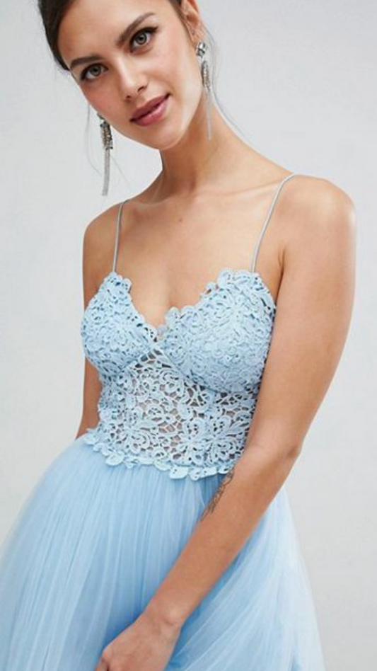 ASOS “Princess Blue” Lace & Tulle Midi Dress – Size 4 (New with Tags)