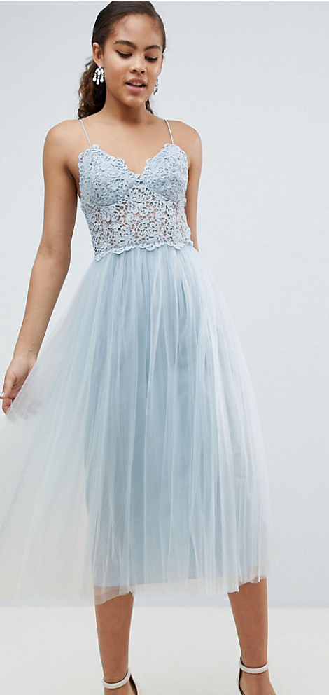 ASOS “Princess Blue” Lace & Tulle Midi Dress – Size 4 (New with Tags)