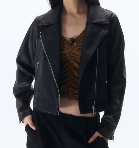 H&M Faux Leather Moto Jacket — Size XS