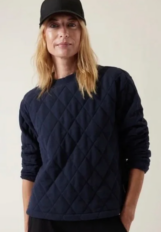 Athleta Quilted Navy sweatshirt with zip cuffs
