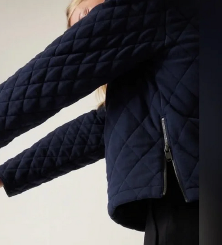 Athleta Quilted Navy sweatshirt with zip cuffs