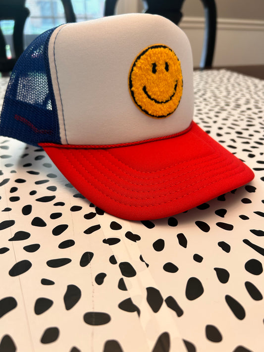 Patriotic smiley trucker hat