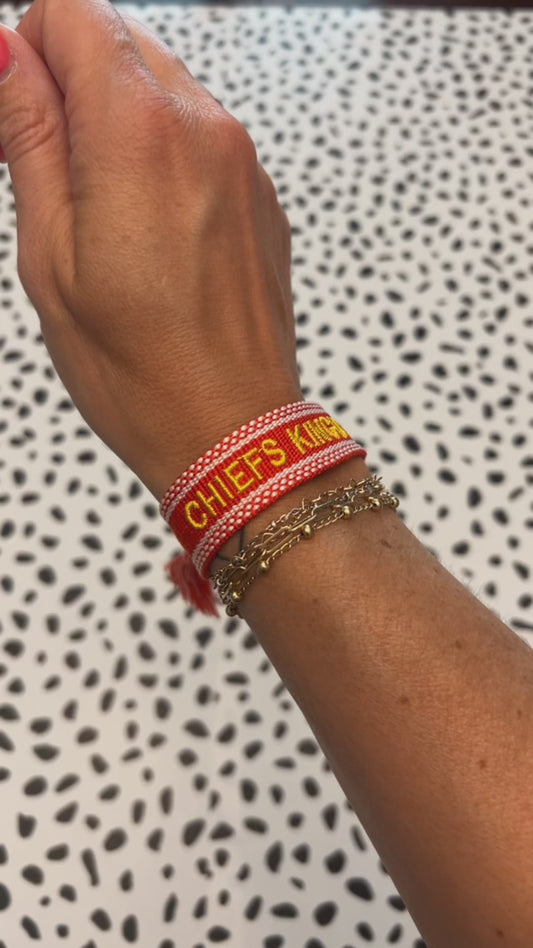 Chiefs Kingdom Woven Embroidered Friendship Bracelet