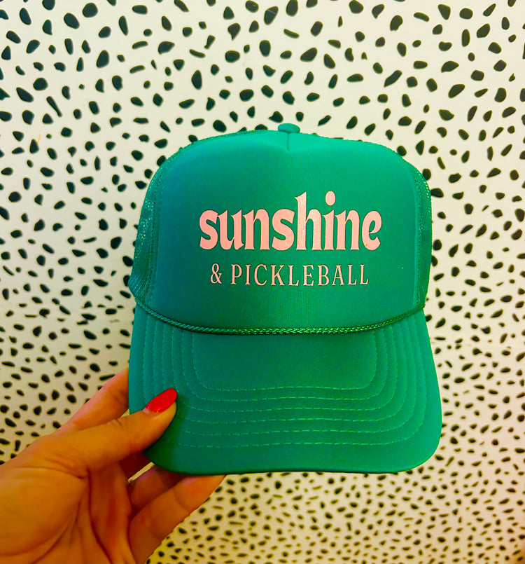 Sunshine and Pickleball trucker hat