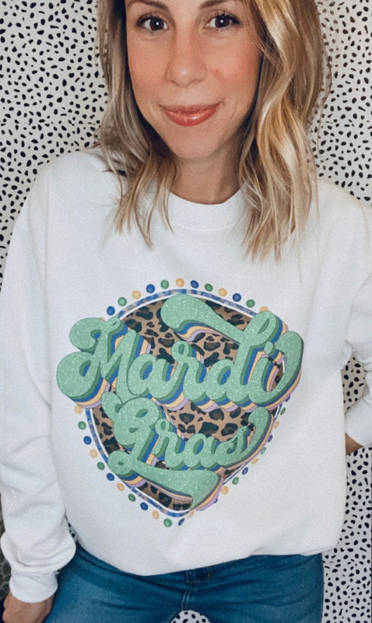 Mardi Gras leopard bubble Sweatshirt