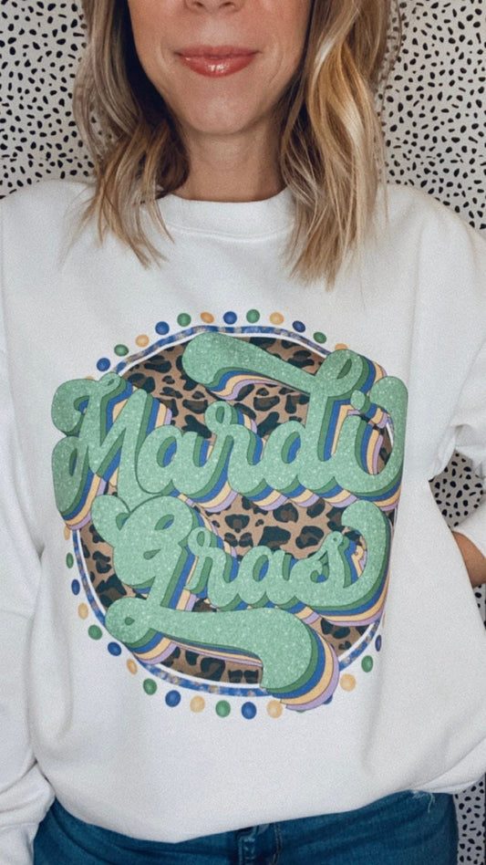 Mardi Gras leopard bubble Sweatshirt